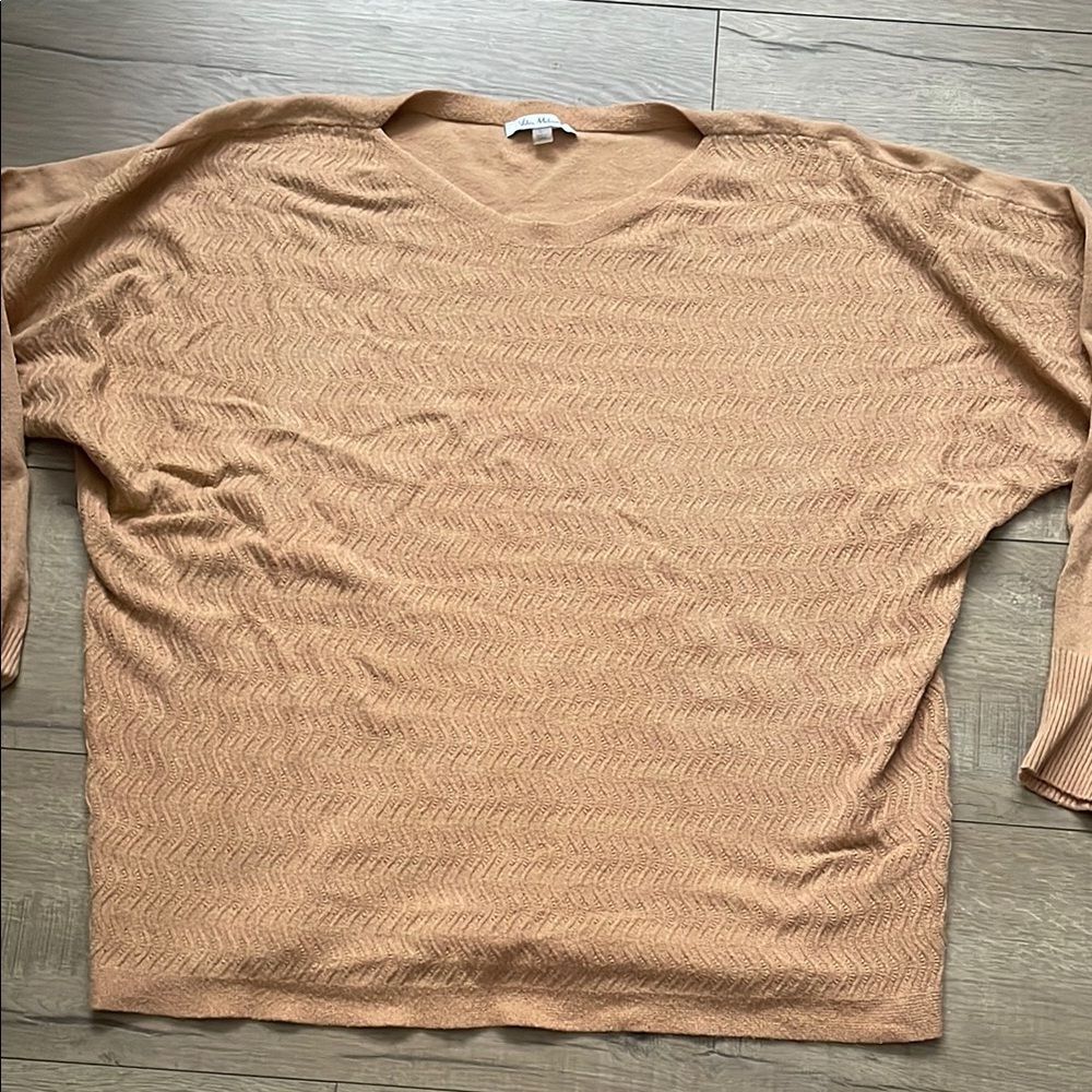 Vila Milano burnt orange V-Neck Sweater Relaxed Fit Knit size large L